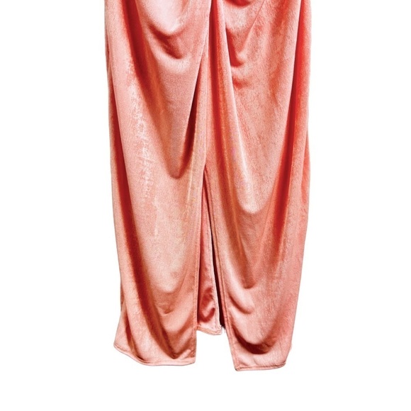 NWT Fashion Nova Sz Medium Pink V-Neck Dolman Sleeve Front Split Ruched Dress - Picture 11 of 12